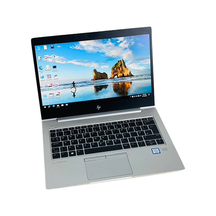 HP EliteBook 830 G5 silver aluminum laptop with black keyboard, 13.3-inch display and slim design